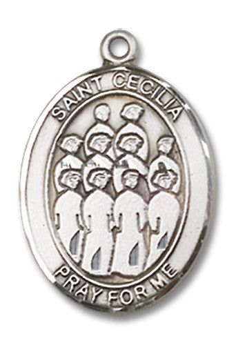 Extel Medium Sterling Silver St. Cecilia Choir Medal Pendant Necklace Charm for Singer Musician