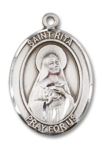 Extel Medium Sterling Silver St. Rita Baseball Medal Pendant Necklace Charm for Baseball Player