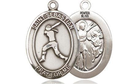 Extel Medium Pewter St. Sebastian Softball Medal Pendant Necklace Charm for Softball Player