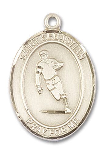 Extel Medium 14kt Gold Filled St. Sebastian Rugby Medal Pendant Necklace Charm for Rugby Player