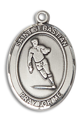 Extel Medium Sterling Silver St. Sebastian Rugby Medal Pendant Necklace Charm for Rugby Player