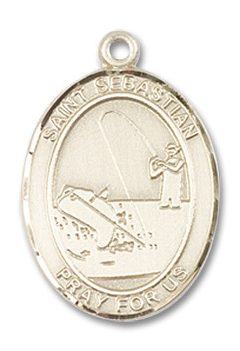 Extel Medium 14kt Gold Filled St. Sebastian Fishing Medal Pendant Necklace Charm for Fisherman