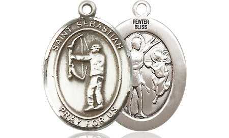 Extel Medium Pewter St. Sebastian Archery Medal Pendant Necklace Charm for Archery Bow Hunter