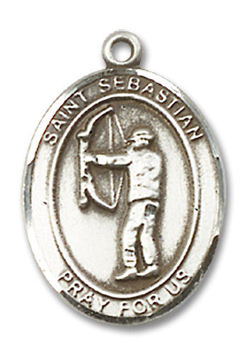 Extel Medium Sterling Silver St. Sebastian Archery Medal Pendant Necklace Charm for Archery Bow Hunter