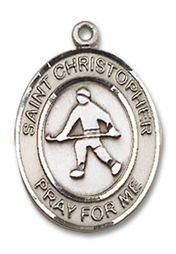 Extel Medium Sterling Silver St. Christopher Field Hockey Medal Pendant Necklace Charm for Field Hockey Player