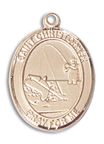 Extel Medium 14kt Gold Filled St. Christopher Fishing Medal Pendant Necklace Charm for Fisherman