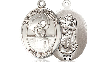 Extel Medium Pewter St. Christopher Water Polo-Men Medal Pendant Necklace Charm for Mens Water Polo Player