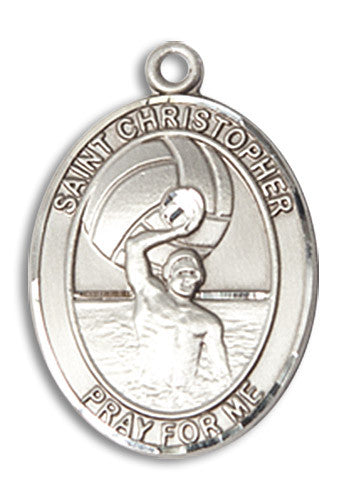 Extel Medium Sterling Silver St. Christopher Water Polo-Men Medal Pendant Necklace Charm for Mens Water Polo Player