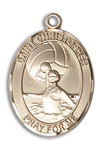 Extel Medium 14kt Gold Filled St. Christopher Water Polo-Women Medal Pendant Necklace Charm for Womens Water Polo Player