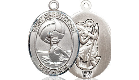 Extel Medium Pewter St. Christopher Water Polo-Women Medal Pendant Necklace Charm for Womens Water Polo Player