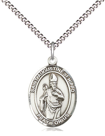 Extel Medium Oval Pewter St. Augustine of Hippo Pendant with 18" chain, Made in USA