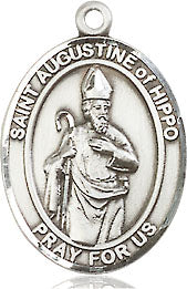 Extel Medium Oval Pewter St. Augustine of Hippo Pendant with 18" chain, Made in USA