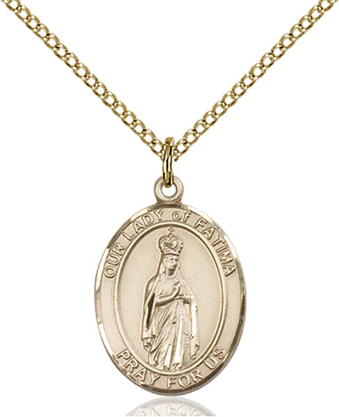 Extel Medium Oval  14kt Gold Filled Our Lady of Fatima Pendant with 18" chain