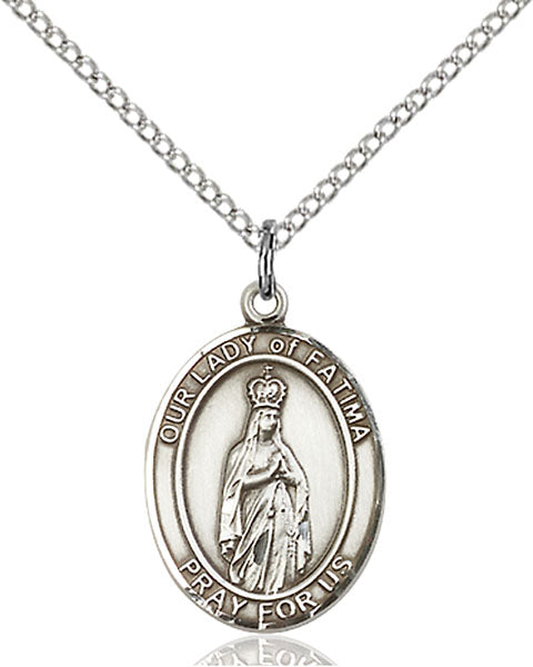 Extel Medium Oval Sterling Silver Our Lady of Fatima Pendant with 18" chain