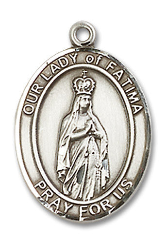 Extel Medium Oval Sterling Silver Our Lady of Fatima Medal