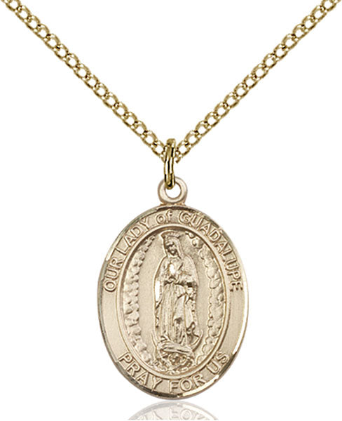 Extel Medium Oval  14kt Gold Filled Our Lady of Guadalupe Pendant with 18" chain