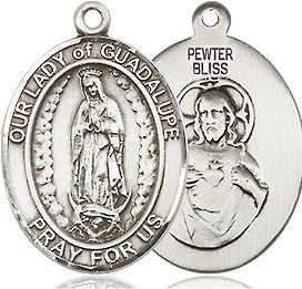 Extel Medium Oval Pewter Our Lady of Guadalupe Pendant with 18" chain