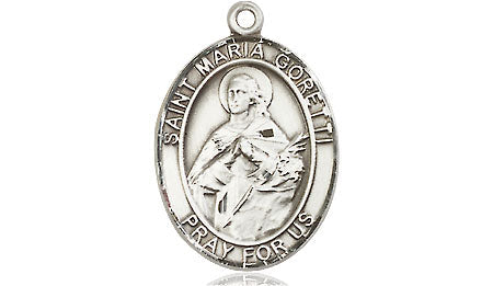 Extel Medium Oval Pewter St. Maria Goretti Medal, Made in USA