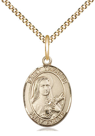 Extel Medium Oval  14kt Gold Filled St. Therese of Lisieux Pendant with 18" chain, Made in USA