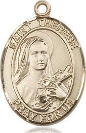 Extel Medium Oval  14kt Gold Filled St. Therese of Lisieux Pendant with 18" chain, Made in USA