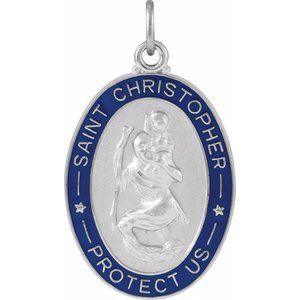 Extel Large Sterling Silver Mens Womens Religious Catholic St. Christopher Patron Saint Medal Pendant Charm