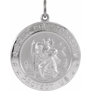 Extel Medium Sterling Silver Mens Womens Religious Catholic St. Christopher Patron Saint Medal Pendant Charm