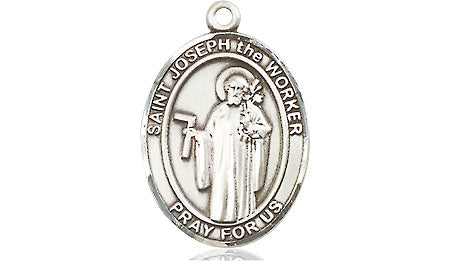 Extel Medium Oval Pewter St. Joseph the Worker Medal, Made in USA