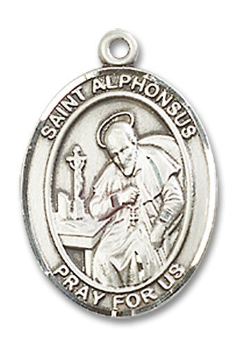 Extel Medium Oval Sterling Silver St. Alphonsus Medal, Made in USA