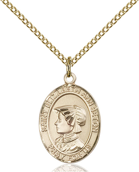 Extel Medium Oval  14kt Gold Filled St. Elizabeth Ann Seton Pendant with 18" chain, Made in USA