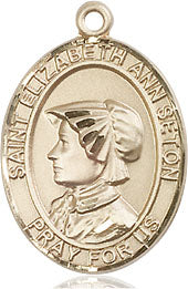 Extel Medium Oval  14kt Gold Filled St. Elizabeth Ann Seton Pendant with 18" chain, Made in USA