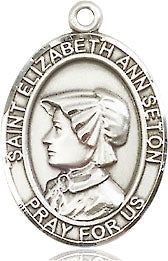 Extel Medium Oval Pewter St. Elizabeth Ann Seton Medal, Made in USA