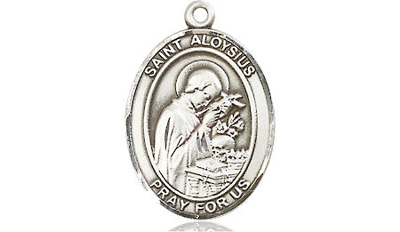 Extel Medium Oval Pewter St. Aloysius Gonzaga Medal, Made in USA