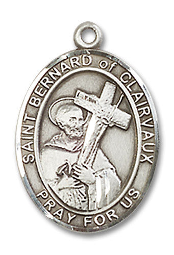 Extel Medium Oval Sterling Silver St. Bernard of Clairvaux Medal, Made in USA