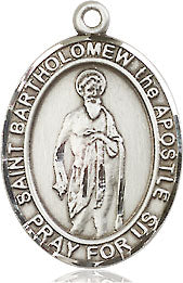 Extel Medium Oval Pewter St. Bartholomew the Apostle Pendant with 18" chain, Made in USA