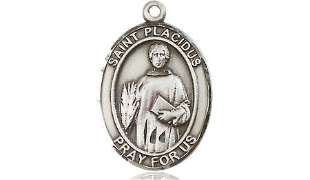 Extel Medium Oval Pewter St. Placidus Medal, Made in USA