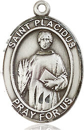 Extel Medium Oval Sterling Silver St. Placidus Medal, Made in USA