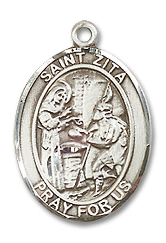 Extel Medium Oval Sterling Silver St. Zita Medal, Made in USA