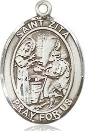 Extel Medium Oval Sterling Silver St. Zita Medal, Made in USA