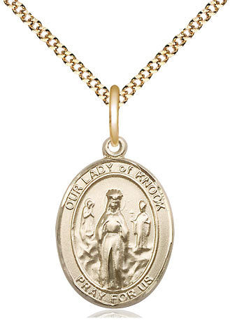 Extel Medium Oval  14kt Gold Filled Our Lady of Knock Pendant with 18" chain