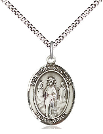 Extel Medium Oval Pewter Our Lady of Knock Pendant with 18" chain