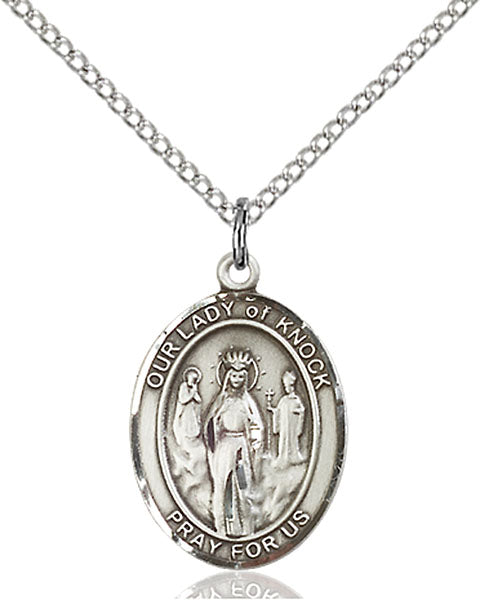 Extel Medium Oval Sterling Silver Our Lady of Knock Pendant with 18" chain