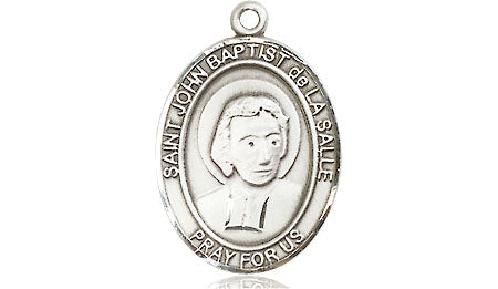 Extel Medium Oval Pewter St. John Baptist de la Salle Medal, Made in USA