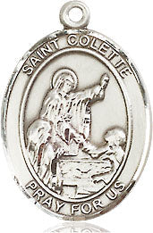 Extel Medium Oval Sterling Silver St. Colette Medal, Made in USA