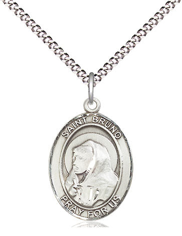 Extel Medium Oval Pewter St. Bruno Pendant with 18" chain, Made in USA