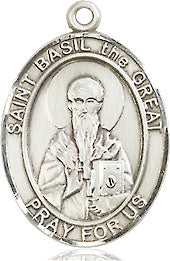 Extel Medium Oval Sterling Silver St. Basil the Great Medal, Made in USA