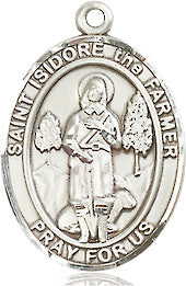 Extel Medium Oval Pewter St. Isidore the Farmer Medal, Made in USA