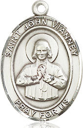 Extel Medium Oval Pewter St. John Vianney Medal, Made in USA