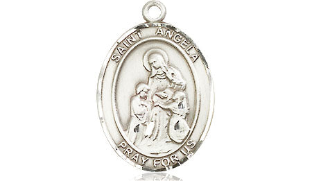 Extel Medium Oval Pewter St. Angela Merici Medal, Made in USA