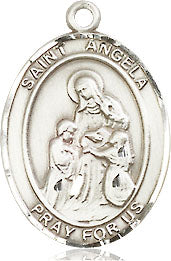 Extel Medium Oval Pewter St. Angela Merici Medal, Made in USA