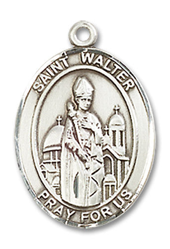 Extel Medium Oval Sterling Silver St. Walter of Pontnoise Medal, Made in USA